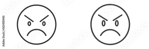 Two angry face emoticons expressing frustration and disapproval in a simple graphic design layout