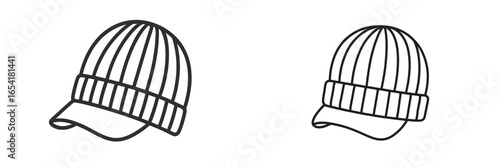 Two simple beanie designs featuring distinct ribbing and brims for winter fashion