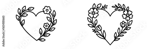 Heart-shaped floral designs perfect for illustrations, crafts, and decoration projects featuring organic elements