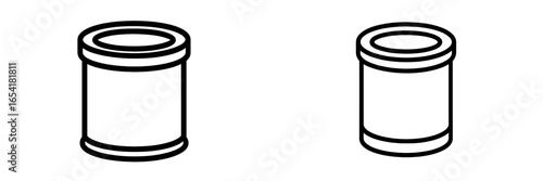 Two simple cylindrical containers in black outline on a white background showcasing minimalist design elements