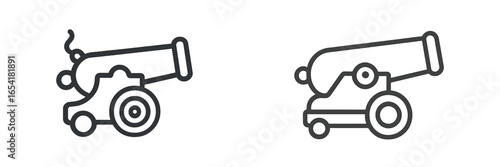 Vector art of two historical cannons on white background