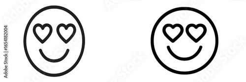 Happy smiley faces with heart-shaped eyes expressing joy and affection