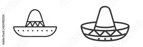 Unique designs of traditional Mexican sombreros showcasing cultural artistry in minimalist style
