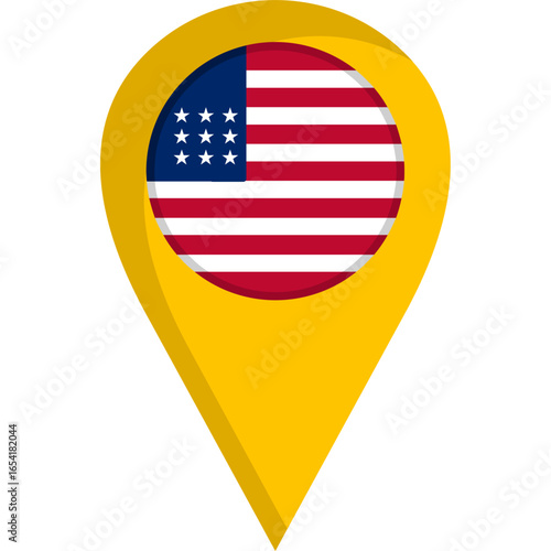 United States Flag Location Pin Icon