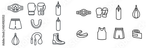 Boxing equipment and accessories displayed with various training items for fitness enthusiasts in a gym setting