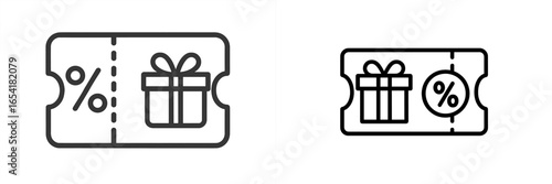 Discount voucher designs with gift box and percentage symbols showcased on a plain background