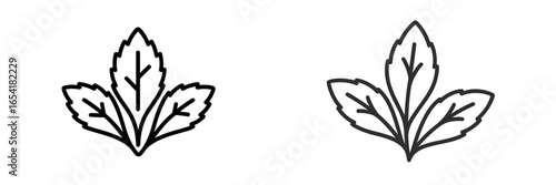 Vector leaf designs showcasing two styles of green foliage on a white background with detailed outlines and shapes