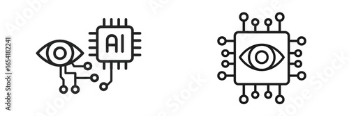 Conceptual representation of artificial intelligence with eye and circuit symbols depicting machine perception