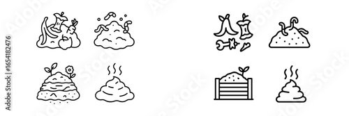 Composting process illustration with organic materials