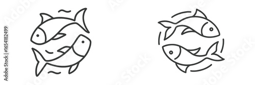 Vector illustration of two fish swimming together in harmony