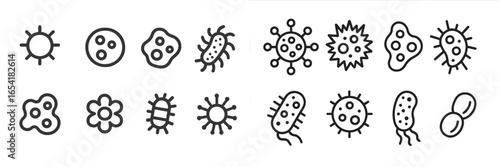 Microorganisms vector illustration featuring various bacterial shapes