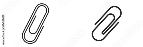 Vector illustration of two paperclips in black outline style