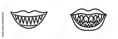 Sharp fangs and wide smiles in vector illustration design
