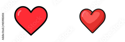 Vector illustration of two distinct heart shapes in vibrant red color