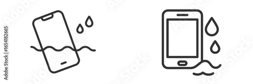 Smartphones with water droplets in vector illustration