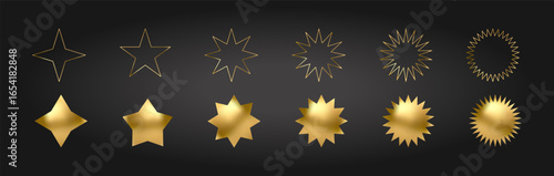 Gold Star icon set. Holiday stars art