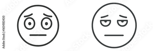 Expressive vector symbols depicting confusion and boredom emotions