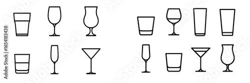 Craft cocktail glass vector illustration for bar design projects
