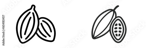 Vector illustration of cocoa beans and pods on a white background