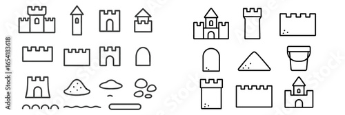 Vector illustration of simple castle icons and elements
