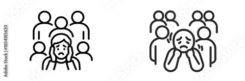 Anxious, sad crowd illustration