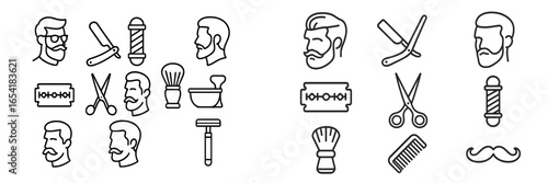 Barber tools and male haircuts vector collection for design projects