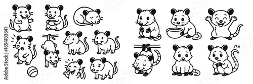 Charming vector illustration of playful mice in various activities