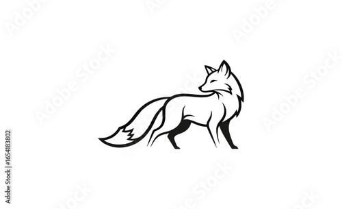 Black and white fox silhouette illustration