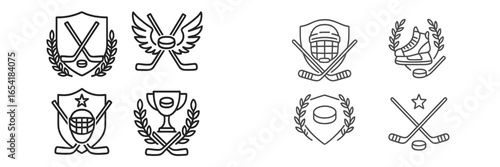 Hockey badges and emblems illustrated for sports graphics collection