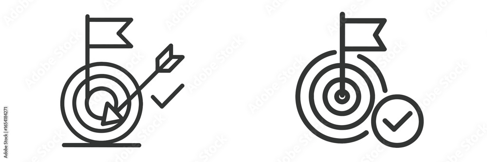 Target achievement with arrows and check marks in vector format Target achievement with arrows and check marks in vector format