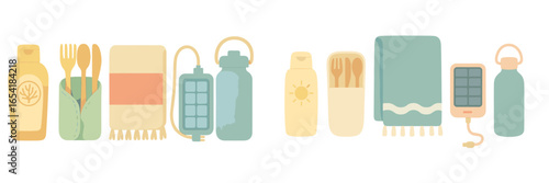 Collection of eco-friendly camping gear and accessories