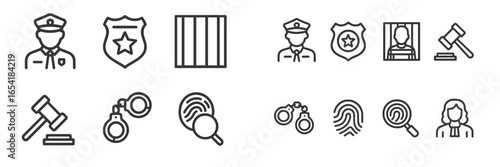 Police symbols and elements representing law enforcement icons