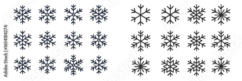 Vector illustration of intricate snowflake patterns for winter designs