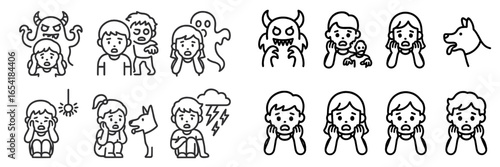Illustration of children's emotions: fear and anxiety