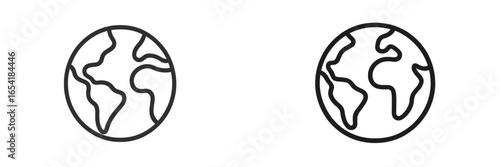 Vector illustration of two simple globe icons showing landmasses