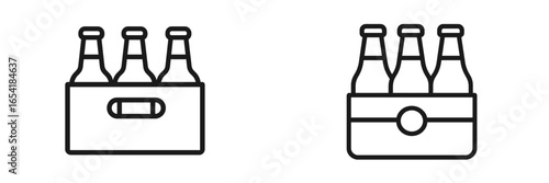 Flat vector illustration of beer bottles in a six-pack container