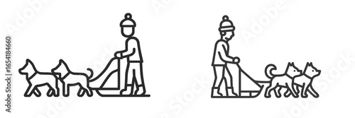 Dog walkers enjoying an active day in cold weather