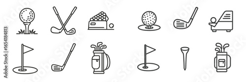 Golf equipment vector illustration set with various elements