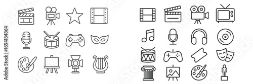 Creative icons representing entertainment and art activities