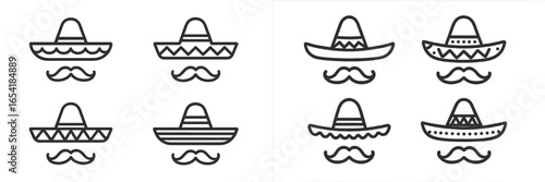 Fun and playful vector illustrations of sombreros and mustaches