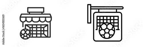 Soccer goal vector illustration featuring storefront and wall design