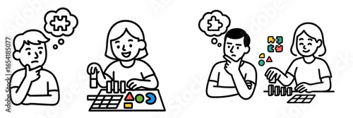 Children engaging in educational shape and color activities