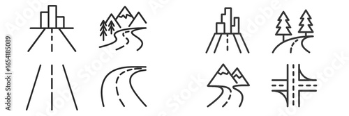 Vector illustrations of roads and landscapes for design purposes
