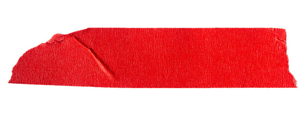 Ripped torn paper adhesive red masking tape on transparent background