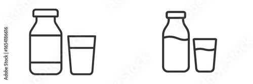 Simple vector illustration of milk bottles and glasses