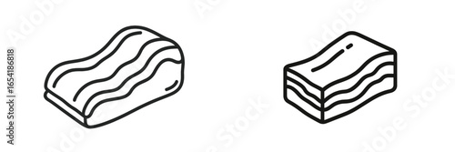 Vector art of two bacon slices on a white background