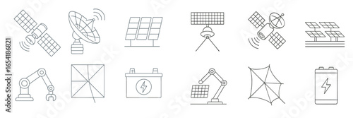 Vector art of solar and satellite renewable energy concepts
