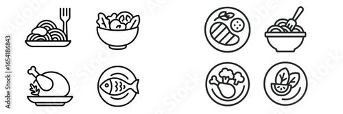 Delicious food vector illustrations featuring various meals and dishes