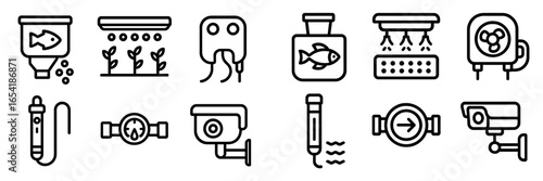 Aquarium gear and accessories vector illustration