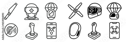 Vector illustration of assorted aviation and piloting icons